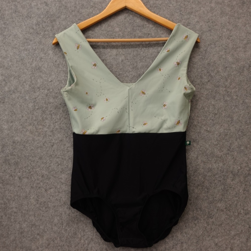 Luckyleo Leotard Womens Bodysuit XL Sage Green Ballet Dance Honey Bee Whimsical